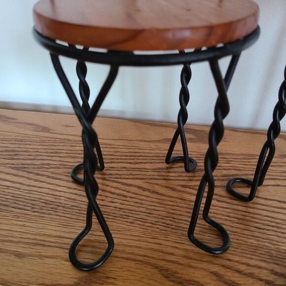 VTG Doll Furniture Wood & Twisted Metal Ice Cream Parlor Bistro Chair and Table - Picture 5 of 16